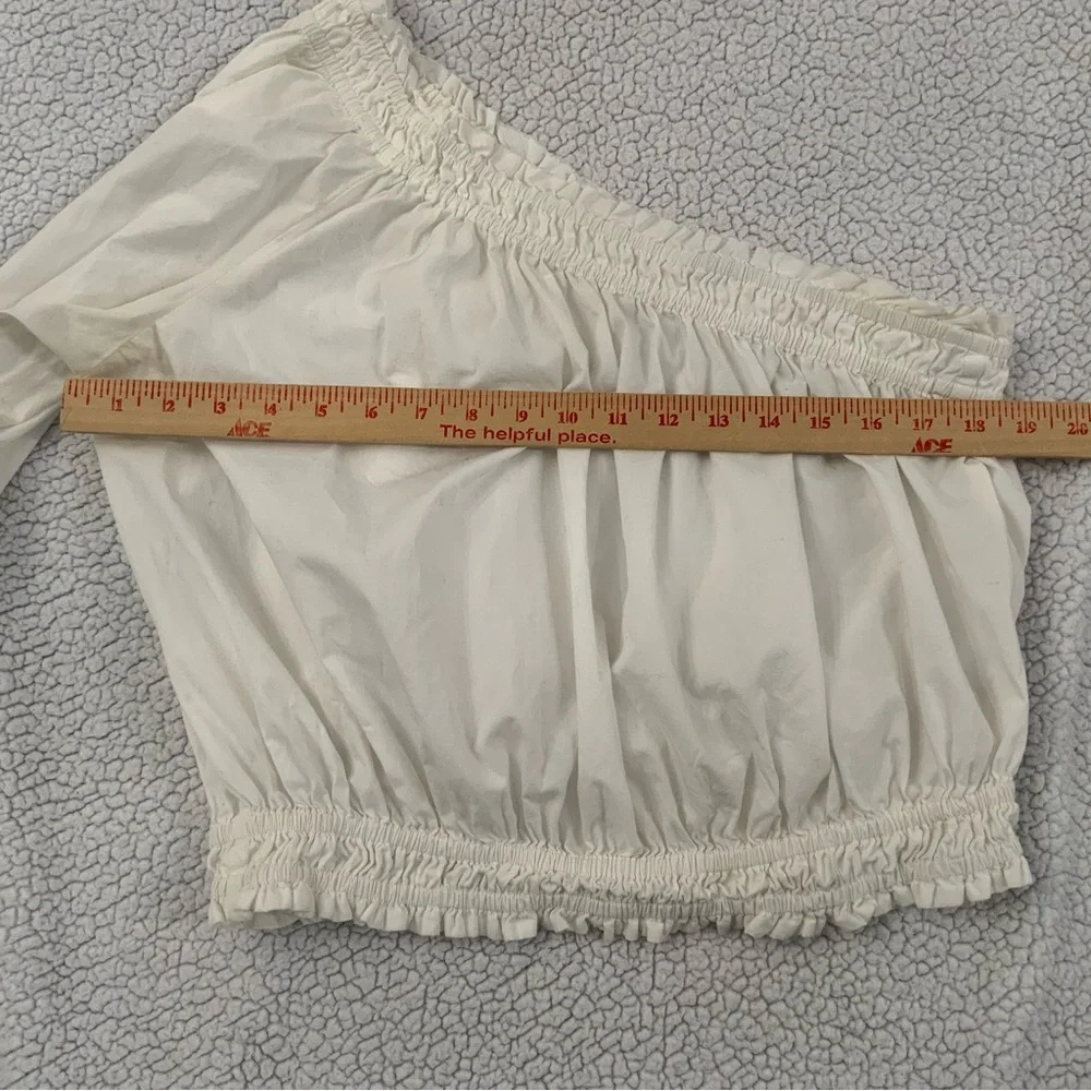 Free People Anabelle Asymmetrical Top One Shoulder White Cotton Womens Small